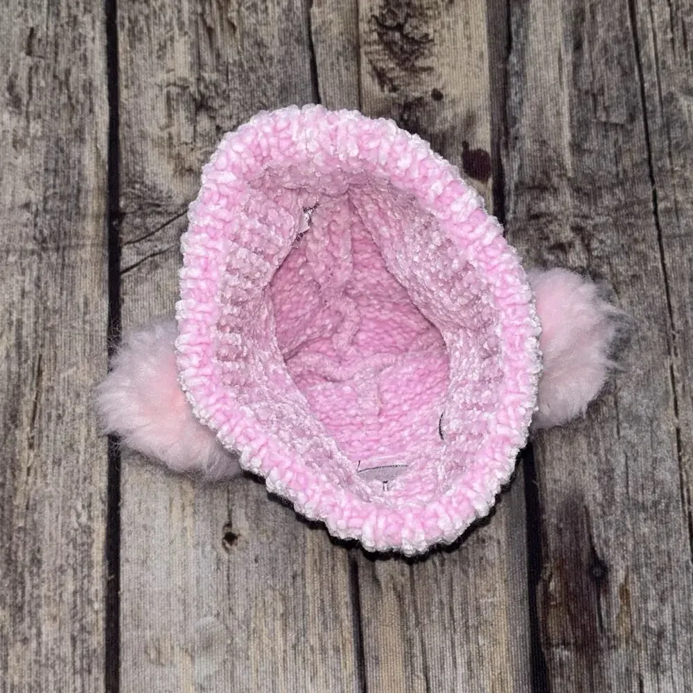 Claire's Club Pink Bear Face Pom Pom Beanie Hat Girls